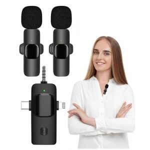 NIRJIK Microphone, Micro Cravate sans Fil Bluetooth, Micro Clip Plug pour iOS/Android/Pc, Réduction De Bruit Intelligent, Ideal pour Vidéos, Streaming Et Travail à Distance (JiuZhouYuan, neuf)