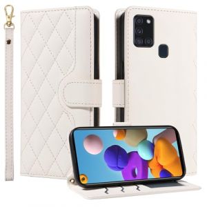 Coque pour Samsung Galaxy A21S Etui Coque Portefeuille PU Cuir avec Porte Carte &agrave; Rabat Magn&eacute;tique Clapet Housse Protection Flip Case Cover &Eacute;tui pour Samsung Galaxy A21S, Blanc (LLSHN, neuf)