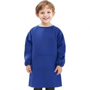 Voarge Blouse de peinture pour enfants - Avec manches et grandes poches - En nylon - Imperm&eacute;able - Pour enfants de 8 &agrave; 12 ans, bleu, taille unique (Voarge Direct, neuf)