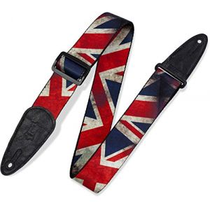 Levy 's Leathers Sangle de guitare en polyester avec impression Sublimation Motif drapeau distressé 5,1 cm Grande-Bretagne 0 0 (Boutikazik, neuf)