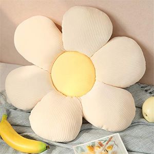 Morbuy Coussins de Chaise Forme de Fleur, Coussin de Sol Coussin de Siège Confortable Moelleuses Oreiller Tatami pour Jardin Salon Intérieur Extérieur Décoration (50 x 50 m,Blanc Jaune) (Morbuy, neuf)