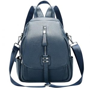 ALTOSY Sac &agrave; Dos Femme Cuir Veritable Pour Femme Sac &agrave; Bandouli&egrave;re Convertible Avec Rabat &agrave; Boucle (S85, Bleu indigo) (ALTOSY FASHION, neuf)