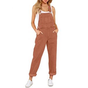 Roskiky - Salopette décontractée en denim extensible pour femme - Salopette en jean avec poches, rouge brique, XS (RoskikyEU, neuf)