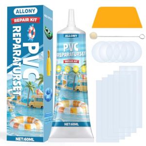 Allony Colle PVC, Colle PVC Piscine, Rustine Piscine, Kit Reparation Piscine, Reparation Liner Piscine, Convient aux Kayaks Gonflables, Tentes, Matelas Gonflables de Piscine, 60 ML (SUQIAN, neuf)