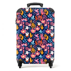 NoBoringSuitcases.com&reg; Valises, Bagages a Main Cabine 55x35x25 10kg, Luggage, Suitcase, Rigides 4 roulettes, De Voyage, Cadenas Avion, Ultra l&eacute;g&egrave;re, Poign&eacute;e Extensible, Motif Floral Multicolore (NoBoringSuitcases, neuf)