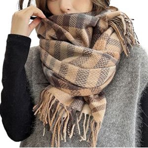 Bakicey Femme ch&acirc;le &eacute;charpe Fille &eacute;tole Foulard, Pashmina Echarpe a Carreaux Laine Mode Etole Plaid Foulard Oversize Shawl Cardigan Cachemire Chaud Automne Hiver Manteau Tricot Ponchos Capes(02) (Bakicey, neuf)