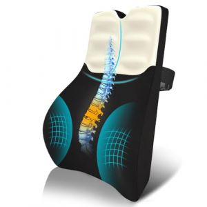 AOOHA Coussin de Soutien Lombaire Ergonomique, Coussin de Soutien Lombaire, Support Dorsal en Mousse &agrave; M&eacute;moire, Sangles R&eacute;glables, pour Bureau, Voiture, Lit et Si&egrave;ge Auto (Yoo-uTu, neuf)