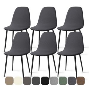 Housses Chaise de Salle à Manger Scandinave 6 Pieces Moderne Jacquard Housse de Chaise Extensible Couverture de Chaise Housse Chaise pour Décoration Salon Cuisine Hôtel (Gris Foncé, 6 Pieces)-KL (Ballad, neuf)