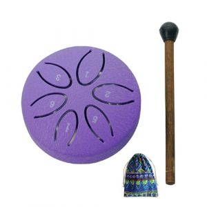 Altsuceser Tambour à langue en acier de 7,6 cm à 6 notes pour l'extérieur du jardin, carillon de pluie, mini chakra, petit tambour éthéré avec maillet pour yoga zen violet (spectatoo, neuf)
