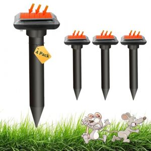R&eacute;pulsif &agrave; ultrasons - Lot de 4 r&eacute;pulsifs solaires Anti-Taupes - pour repousser Les campagnols, Les Taupes - pour chasser Les campagnols (XiFANG Ltd, neuf)