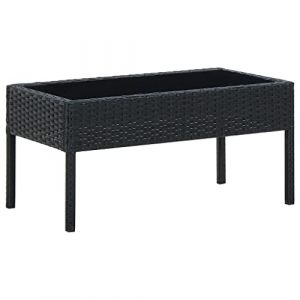 vidaXL Table de Jardin Table Basse de Patio Table d'Appoint de Terrasse Table d'Extérieur Meuble de Jardin Noir 75x40x37 cm Résine Tressée (vidaXL FR, neuf)