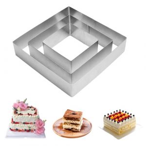 Moule Carré Patisserie, 3 Pcs Cercle a Patisserie Carré Moules à Gâteaux, Acier Inoxydable Moule Entremet, Cadre Patisserie Rectangulaire 10/15/20 Cm, Cadre de Cuisson pour Mousse Dessert (YEYI-BUY, neuf)