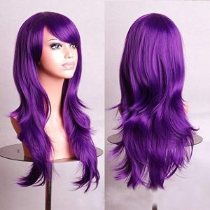 GJBXP 70 cm Pas Cher Longue Perruque Ondulée Synthétique Cheveux Blanc Noir Rouge Pourpre Vert Bleu Blonde Anime Cosplay Perruques Pour Halloween Costume Party 03 (good stuff A, neuf)