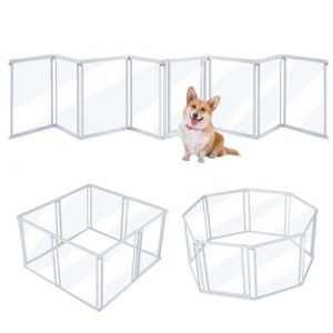 unipaws 4,24 m Extra-Long Barrière de sécurité pour Chien en Acrylique Transparent, barrière de Protection pour cheminée Pliable, Parc enclos Multifonction sans perçage, 8 Panneaux (Unipaws, neuf)