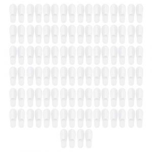 Jenngaoo Pantoufles Hotel Jetable 50 Paires, Chaussons Jetables, Chausson Invites Antid&eacute;rapants Tissu Peluche 3mm, pour H&ocirc;tel, Spa, Clinique Confort Doux Respirant (Femmes/Hommes, Blanc) (Jenngaoo, neuf)