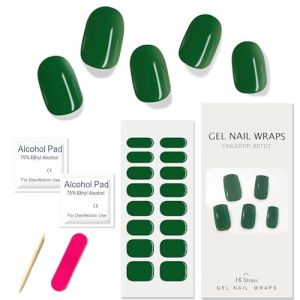 Boloshine Autocollant Ongle Gel UV Semi Durci, 16Pcs Couleur Unie Vernis Autocollant Ongles, Durable Qualité Salon Gel Nail Stickers, Auto-Adhésifs French Manucure Requiert Lampe UV/LED - Bambou Vert (Shide EU, neuf)