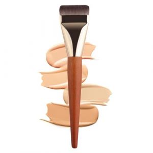 Pinceau Plat Pour Fond De Teint Liquide | Pinceau Fond De Teint Liquide Ultra Fin À Tête Plate | Applicateur De Maquillage Avec Manche En Bois Pour Mélanger La Crème Pour Le Visage (haomn, neuf)