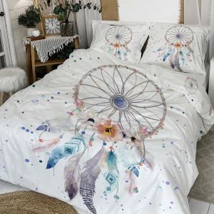 Linfye Housse de Couette 240x260 Adulte Attrape de rêve Coloré Parure de Lit 2 Personnes Microfibre Housse de Couette avec Fermeture éclair + 2 Taie d'oreiller 65x65cm (Linfye Maison Confortable, neuf)