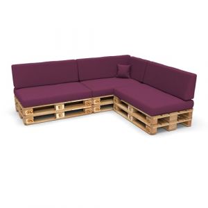 POKAR Set de 8 Coussins pour Palettes Euro: 3X Assise 120x80cm + 3X Dossier 120x40cm + 1x Dossier 60x40cm + 1x Coussin 40x40cm, Canapé de Jardin, Intérieur et Extérieur, sans Palette, Violet (EURAKOP-FR, neuf)