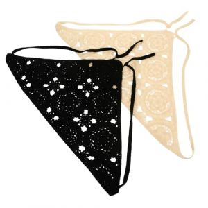 VALICLUD Lot de 2 Bandeaux Triangle au Crochet, Foulards pour Cheveux Fins, Couleur Noire et Beige, Accessoires Coiffure pour Femmes, Usage Quotidien, Motifs Vari&eacute;s (SHUI LIAO, neuf)