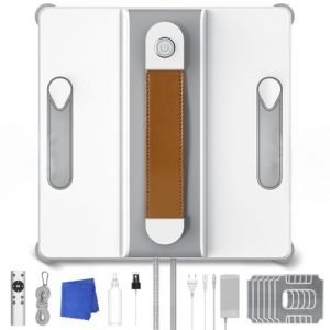 Robot Laveur de Vitre, 6000Pa Robot Nettoyeur de Vitres, 4 Buses avec Pulvérisation Ultrasonique, 3 Modes de Nettoyage, Détection Intelligente des Bords, Télécommande et 6 Chiffons de Nettoyage (CALUTOIU STORE S.R.L., neuf)