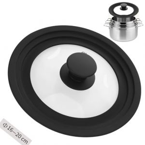 Zocipro Universel Couvercle Poele, Couvercle Casserole en Verre pour Po&ecirc;les et Casseroles de &Oslash; 16/18/20 cm, Couvercle de Po&ecirc;le avec Bord en Silicone et Trou Vapeur, pour Casseroles et Po&ecirc;les (HTB668, neuf)