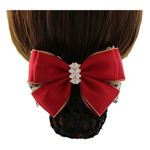 Filet à cheveux, pince à cheveux en filet, pince à cheveux en nœud papillon, décoration classique en nœud papillon, filet à cheveux, barrette à ressort, rouge A (SWHBXH, neuf)