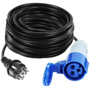 10M C&acirc;ble Adaptateur CEE, 230V16A/3 Broches Prise Camping Car, avec Capuchon De Protection, Schuko Rallonge Electrique, Accessoire Camping Car Car pour Camping, Caravane (MEISHILE EU, neuf)