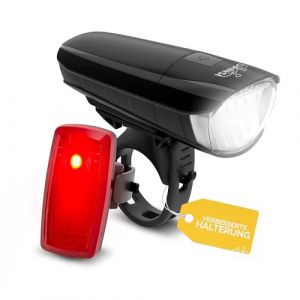 DANSI Kit d'éclairage LED pour vélo avec 30/15 lux – Éclairage de vélo à Piles avec jusqu'à 13 Heures d'autonomie – Lampe de vélo homologuée StVZO, Montage sans Outils et protégé Contre Les (KLB Trade GmbH, neuf)
