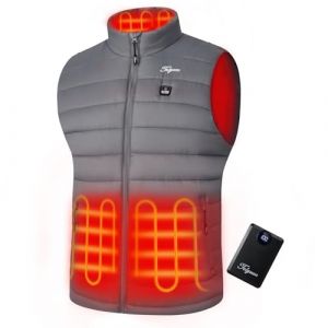 Telguua Gilet Chauffant pour Homme avec Batterie Externe 12000mAh 5V, Heated Vest Rechargeable avec 4 Zones de Chauffage et 3 Niveaux de Temp&eacute;rature pour les sports de plein air, le camping, le ski (HEXINLIAN, neuf)
