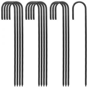 CHEUKYIU Lot de 12 Sardines de Fixation de 40 cm avec Crochets en J, Sardines pour Bâche de Jardin, Piquets de Tente, Piquets d'ancrage, Ancrage au Sol, pour Trampoline, Camping, Jardin (LHUK-Store, neuf)