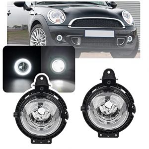 NSLUMO Feux diurnes &agrave; LED DRL, antibrouillard pour Mini Cooper R56 R57 R55 R58 R59 R60 R61 Anneau de pare-chocs avant LED Halo DLR 2 pi&egrave;ces DRL avec supports approuv&eacute;s E4 (Nslumo Autolight, neuf)