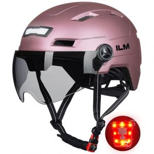 ILM Casque Velo VTT Homme Femme-Casque de Velo Adulte Visiere avec Lumi&egrave;re LED Avant et Arri&egrave;re Rechargeables par USB E3-10L,Rose,XS (ilovemotor, neuf)