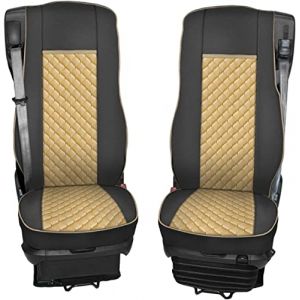 Lot de housses de si&egrave;ge en cuir &eacute;cologique 1+1 pour camion Ajustement parfait pour 106 CF XF Beige (AUTOPARS, neuf)