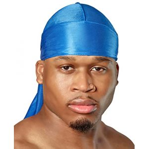 SHYNE Silky Durag – Bleu | Parfait pour Les Waves, Les Tresses et Les Locs | Premium Silk Du Rags pour Hommes et Femmes | Bande Longue et Large | Durag Satin Ultra Doux | Black-Owned Business (WE ARE SHYNE LTD, neuf)