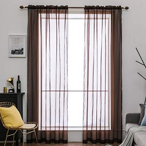 MIULEE 2 Panneaux Couleur Pure Rideaux De Fen&ecirc;tre Transparents Lisse &Eacute;l&eacute;gant Panneaux Voile De Fen&ecirc;tre/Rideaux/Traitement pour Chambre Salon Caf&eacute; 140x225cm Tige de Poche (MIULEE HOME, neuf)