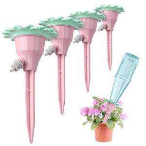 RoseFlower Irrigation Goutte à Goutte Kit, Lot de 4 arrosage des Plantes en Vacances pour l'intérieur et l'extérieur, Le Jardin, oyas a Planter Terre Cuite, Goutte Bouteille -Peut régler la Vitesse (RoseFlowerShop, neuf)