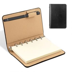 Mini Carnet, Classeur A7, Petit Carnet de Notes de Poche, Note avec Couverture en Similicuir Souple, Classeur à Anneaux avec Fente pour Stylo, Portable pour École, Journal, Idées, Listes, Voyage (BaiDingSheng, neuf)