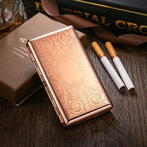 or rose Femme Etui &agrave; cigarettes en m&eacute;tal Avec bo&icirc;te cadeau,or rose Paquet de cigarettes pour femme Etui &agrave; cigarettes or rose pour 20 cigarettes slim 100mm acier inoxydable petit &eacute;tui &agrave; cigarettes (Yishamei, neuf)
