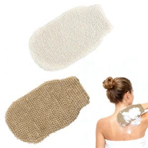 TMZELOA Lot de 2 gant exfoliant corps en fibres naturelles (jute/ramie) – gant de gommage gant hammam gant kessa – gant de douche exfoliant séchage rapide sans microplastique, 22×11 cm, peau sensible (tamudianzi, neuf)