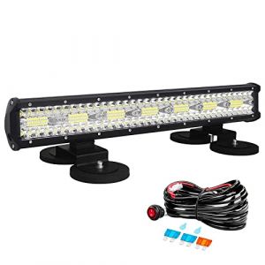 Willpower 51cm 20'' 420W Barre LED Spot et Inondation + 2pcs Aimanté Support + Faisceau de Câblage Rampe LED 12V 24V Bar a LED Feux LED pour 4x4 Voiture Camion Tracteur Quad Bateau (YZ-EU, neuf)