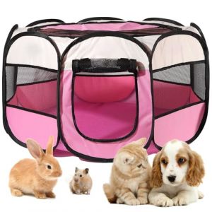 MeYuxg Enclos portable pour chiots et chats - 91 x 91 x 58 cm - Pour l'intérieur et l'extérieur - Convient pour chiens, chats et petits animaux - Rose (lovehomevp, neuf)