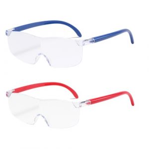 Lunette Loupe Grossissante à 300%, 2 Pièces Lunettes Grossissantes Anti-Lumière Bleue, Lunette Grossissante de Lecture, Portables, pour Travail de Près, Broderie, Lecture, rouge, bleu (LI LONG DE OUZHOUDIAN, neuf)
