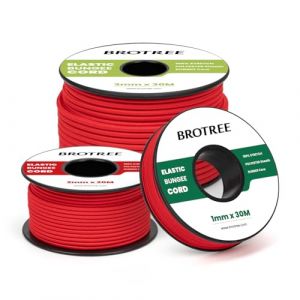 Brotree Cordon Elastique Corde &Eacute;lastique 2mm x 10m Fil Elastique Couture Sandow Elastique Rond pour Bracelet, Couture, Perle, Collier, Bijoux, Chapeaux, Tente et Sac Dos - Rouge (Brotree EU, neuf)