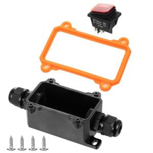 Interrupteur Bipolaire, IP65 Commutateur &agrave; C&acirc;ble Inline &eacute;tanche, Interrupteur en Ligne avec voyant rouge, 220 V 30 A, double position marche/arr&ecirc;t, interrupteurs &agrave; bascule haute puissance (ShanZhuMaoYi, neuf)