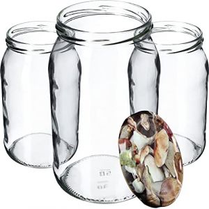 KADAX Lot de 24 bocaux de conservation en verre pour couvercle à visser - 900 ml - Utilisable comme pot à confiture - Bocaux de conservation - Champignons, K5198 (KADAX, neuf)