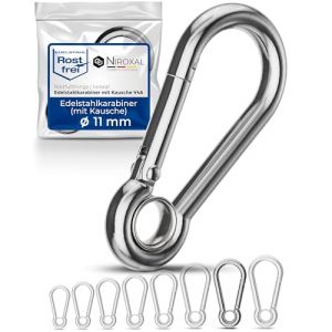 1 pi&egrave;ce mousqueton grand mousqueton solide 11 mm en acier inoxydable crochet porte-cl&eacute;s avec &oelig;il &oelig;il 11 x 120 mm porte-cl&eacute;s hamac balan&ccedil;oire (NietFullThings, neuf)