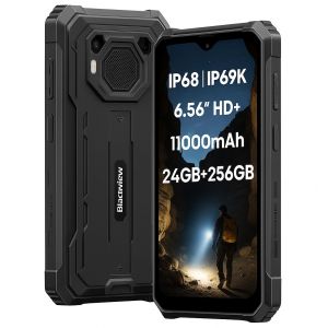 Blackview BV6200 Plus T&eacute;l&eacute;phone Incassable, 24GB+256GB, Batterie 11000mAh, Haut-Parleur Ultra-Fort 3W 98dB, 16MP+13MP, 6,56'' HD+, Android 14 Dual SIM IP68 &Eacute;tanche Smartphone D&eacute;bloqu&eacute;, NFC Noir (KOMATIITIC LIMITED, neuf)