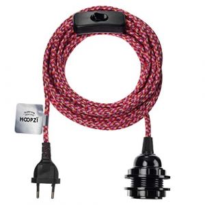 Hoopzi - Fil électrique en Tissu de 4,5M pour Éclairer Partout Chez Vous - Douille Ampoule E27 avec Interrupteur - Créez Votre Suspension Luminaire, Baladeuse, Lampe Suspendue - Bala Girly (Le Choix du Web, neuf)