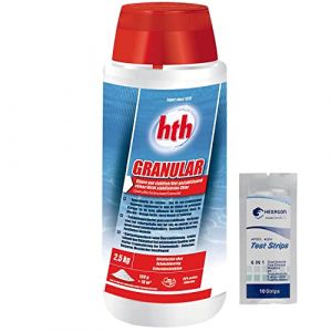 HTH GRANULAR Granul&eacute;s - 2,5kg | Chlore Choc Non Stabilis&eacute; - D&eacute;sinfection Choc - Hypochlorite de Calcium &agrave; Dissolution Rapide + 10 Tests HPS OFFERTS 6 en 1 (EASYPISCINE, neuf)